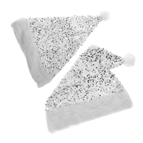 MAGICLULU 2 Stück Pailletten-weihnachtsmütze Vielseitiger Hut Mit Pailletten Festival-paillettenkappen Dekorative Paillettenkappen Dekorative Weihnachtsmütze Sammelzubehör Plüschstoff Rosa von MAGICLULU