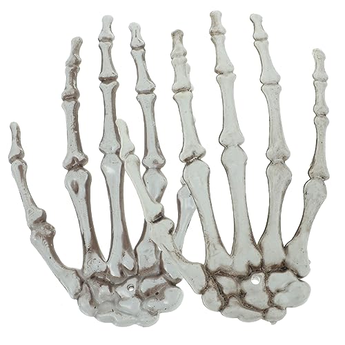 MAGICLULU 2 Stück Realistische Skelett Hände Halloween Deko für Grusel für und Partys Skeletthand Haarschmuck als Schauriges Accessoire von MAGICLULU