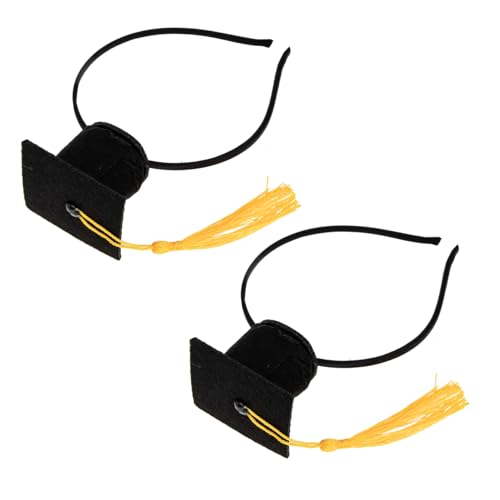 MAGICLULU 2 Stück Teiliges Abschluss Haarband mit Goldenem Quasten Doktorhut Filz Stirnband für Abschlussfeier Fotografie Party und Bühnenauftritte Stilvolles Kopfschmuck Accessoire von MAGICLULU