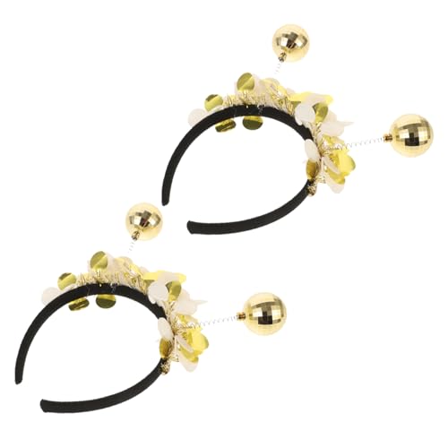 MAGICLULU 2 Stück Teiliges Goldfarbenes Haarband mit PU Design und Runden Punkten Dekoratives Stirnband für Damen Vielseitig Einsetzbar für Party Festival Cosplay und Bühnenauftritte von MAGICLULU