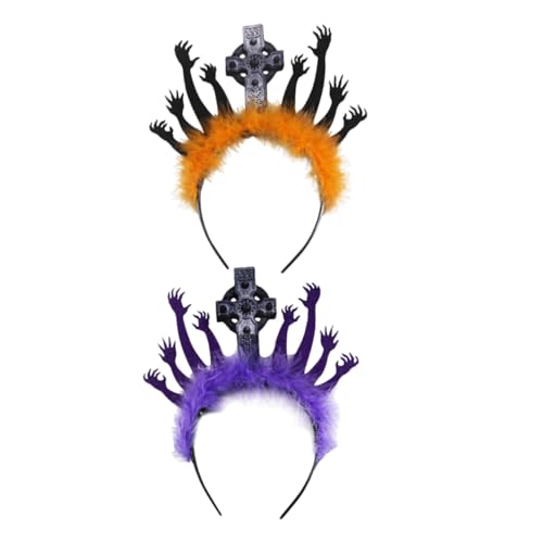 MAGICLULU 2 Stück Teiliges Halloween Haarreif mit Zombie Hand Grabstein Design Gruseliges Leichtes Kopfschmuck Accessoire für Kostüm Karneval Party Komfortabel für Lange von MAGICLULU