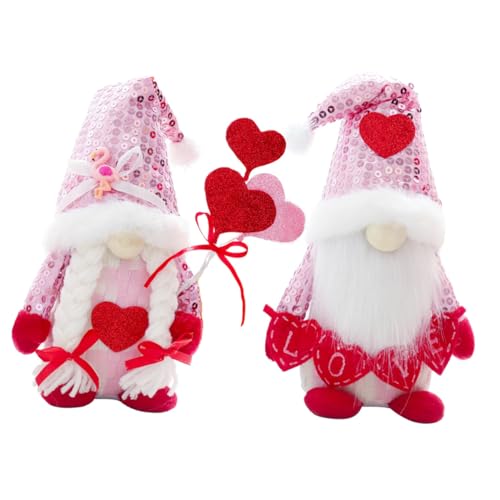 MAGICLULU 2 Stück Valentinstag Deko Teilig Gesichtslos Gnom Puppe Tischdeko Liebesgeschenk für Wohnzimmer Regal Desktop Niedliche Zwergfigur für Festtagsdekoration von MAGICLULU