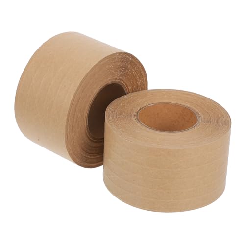 MAGICLULU 2 Stück Verstärktes Kraftband Papierklebeband Für Verpackungskartons Wasseraktivierter Klebebandabroller Klebestreifen Packband Für Umzugskartons Massenband Braun Kraftpapier von MAGICLULU