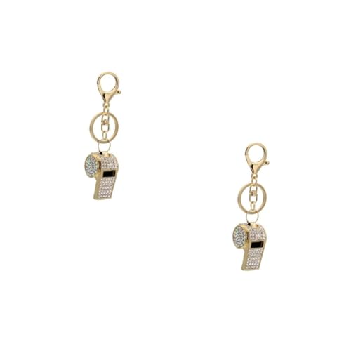 MAGICLULU 2 Stück Whistle Schlüsselanhänger mit Strass Anhänger Kreativer Taschen und Autoschlüsselring Geschenkidee Langlebiges Design Geeignet für Geburtstag und Besondere Anlässe Gold von MAGICLULU