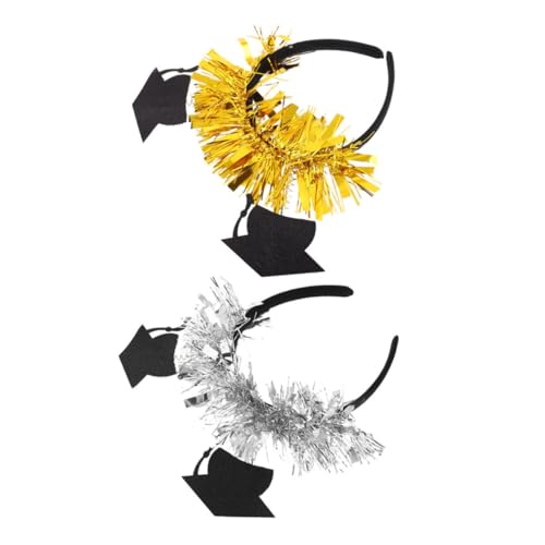 MAGICLULU 2 Stück Zartes Abschluss haarband mit Mini filzkappe Leichtes Bequemes Stirnband für Abschlussfeier Einzigartiges Stilvolles Design in Gold und Silber Modisches von MAGICLULU