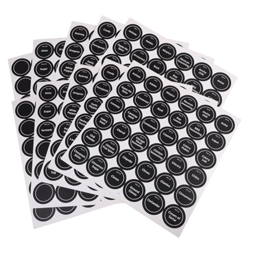 MAGICLULU 20 Blatt Gewürzglas Etiketten Aufkleber Gewürzflaschen Etiketten Gewürzflaschen Aufkleber Abnehmbare Etiketten Runde Etiketten Küchenetiketten Für Behälter Gewöhnliche von MAGICLULU