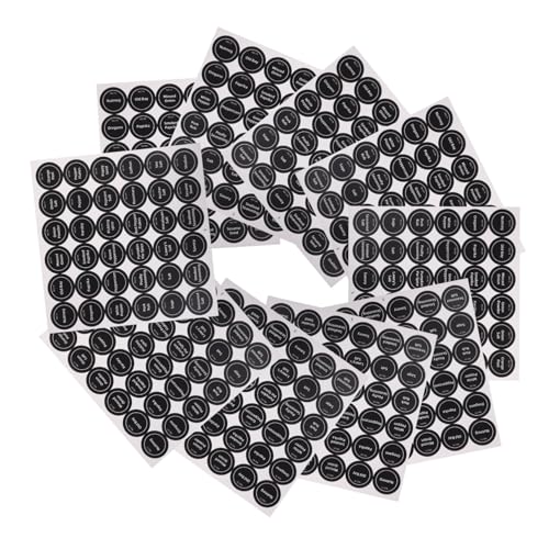 MAGICLULU 20 Blatt Runde Gewürzetiketten Wasserfeste Selbstklebende Etiketten für Gewürzgläser Vorbedruckte Englische Aufkleber zur Einfachen Identifikation Organisation von MAGICLULU