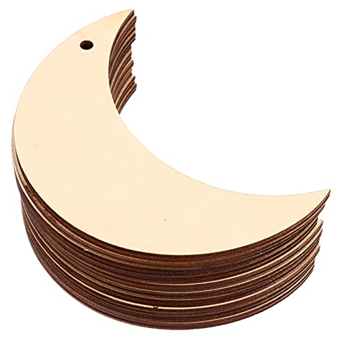 MAGICLULU 20st Mondchips Eid Mubarak Holz Cutous Holzanhänger Mit Löchern Leerer Holzmond Unvollendeter Holzhalbmond Ohrringrohlinge Ornament Handwerk Mond-wand-dekor Auflistung Weihnachten von MAGICLULU