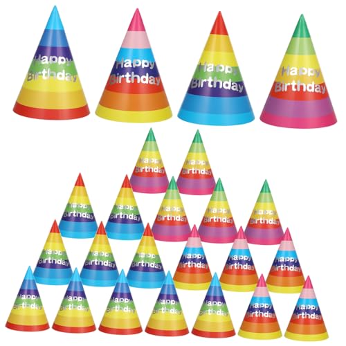 MAGICLULU Partyhüte für Geburtstage für Jungen und Mädchen 20-teiliges Set mit Lustigen Regenbogen-kegelkappen Partygeschenken von MAGICLULU