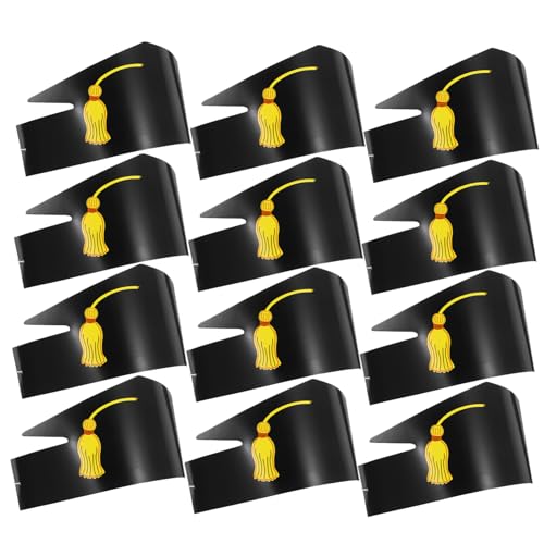 MAGICLULU 24 Stück Teiliges DIY Papier Doktorhut Bastelset für Abschlussfeier Dekoration Leichte Graduation Caps für Absolventen Kreative Handarbeit für Schulabschluss und Party von MAGICLULU