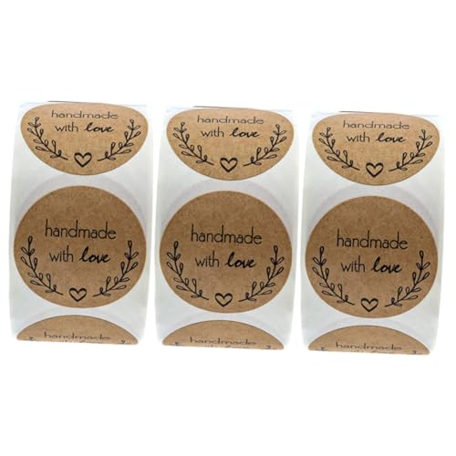 MAGICLULU 3 Rollen Benutzerdefinierte Kraftpapier Runde Selbstklebende Aufkleber Für Süßigkeiten Keks Tasche Verpackung Einfach Abziehen von MAGICLULU