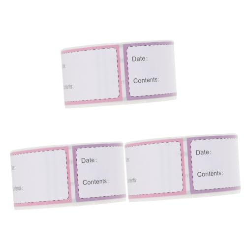 MAGICLULU 3 Rollen Food -Label -Aufkleber Gefrierteletiketten Kühlschrank Vorratsetiketten für Behälter klebrig Name Etikett für Tiefkühlkost Lebensmitteletikett Papier Bunt von MAGICLULU