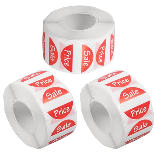 MAGICLULU 3 Rollen Preisetiketten Selbstklebend Bunte Verkaufsaufkleber für Einzelhandel und Supermärkte zur Preisauszeichnung und Kundenansprache von MAGICLULU