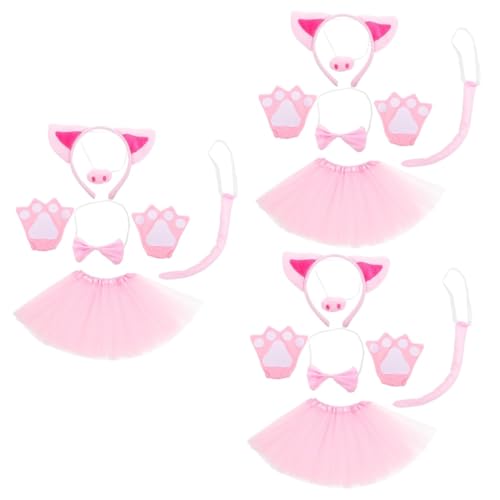 MAGICLULU 3 Sätze Schweinekostüm-Set Hasenohren -Stirnband Rave-Maske Hühnerkostüm aufblasbare Kostüme Kuh Cartoon-Tierkostüm für Tier-Cosplay-Kit Partystirnband Plüsch Rosa von MAGICLULU