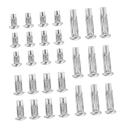 MAGICLULU 3 Sätze Solide Nieten Halbrunde Nieten Solide Feste Nieten Gerändelte Vollnieten Nieten Für Stoff Ersatz Vollnieten Für Schilder Aluminiumlegierung Silber 1500 Stück * 3 von MAGICLULU