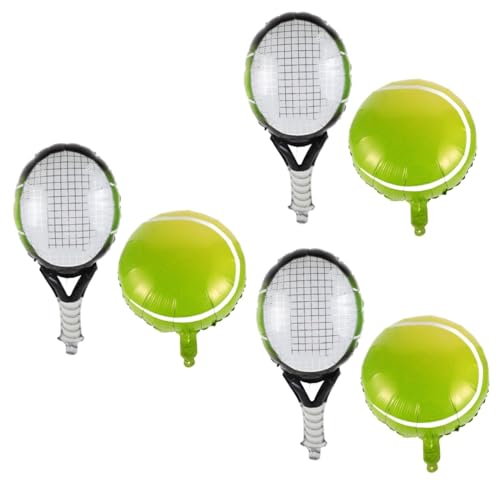 MAGICLULU 3 Sätze Teiliges Tennis Party Aluminiumfolie Luftballons Tennisball und Tennisschläger Auffällige Geburtstagsdeko Langlebig Vorgebohrte für Innen und Außenbereich von MAGICLULU
