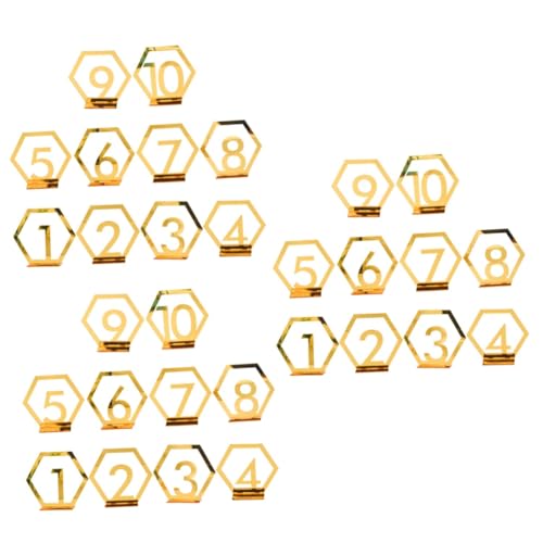 MAGICLULU 3 Sätze Tischnummernschilder Aus Goldfarbenem Für Hochzeiten Tischnummernhalter Für Hochzeitsfeiern Vielseitig Einsetzbar Menükartenhalter Und Tischschilder 10 Stück * 3 von MAGICLULU