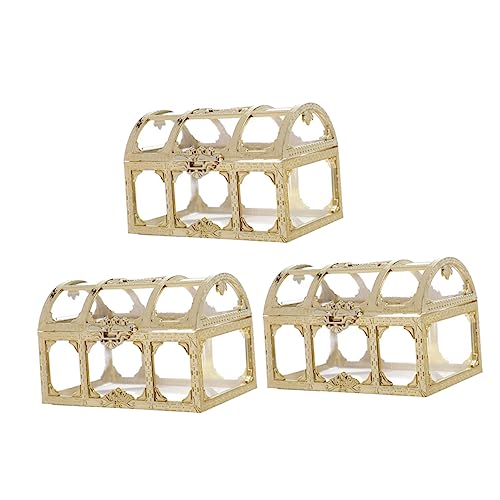MAGICLULU 3 Stück Boxen Schatzkiste Pralinenschachtel Rezeption Anlässe Behandeln Schatzkiste Für Papier Alle Große Kisten Braut- Hochzeit Party Brautduschengeschenk Plastik Golden von MAGICLULU