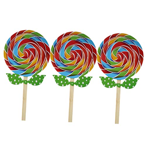 MAGICLULU 3 Stück Fake Lollipop Requisiten Dekorative Süßigkeiten für Kinderfeste Fotografie und Party Dekoration Regenbogen Design von MAGICLULU