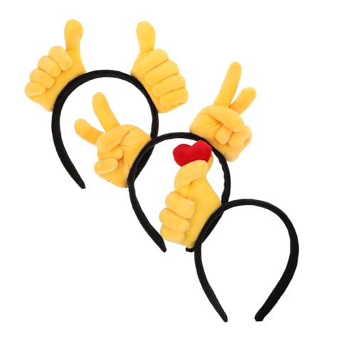 MAGICLULU 3 Stück Teiliges Cartoon Finger Gesture Haarband mit Daumen Victory und Herz Motiven Weiche Gepolsterte Party Stirnbänder für Erwachsene Lustige Haaraccessoires für Kreative Looks von MAGICLULU