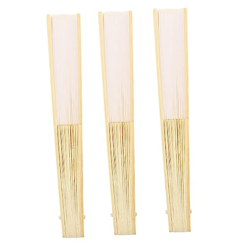 MAGICLULU 3 Stück Teiliges Diy Faltfächer aus Leere Handfächer für Hochzeiten Tanz und Wanddekoration Retro Klappfächer aus Seide und Leicht und Tragbar von MAGICLULU