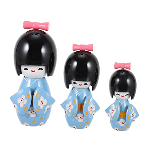 MAGICLULU 3 Stück Teiliges Kimono Puppen Set Japanische Holzfigur Dekoration für Sushi Restaurant Sammlerfigur Farbintensiv Langlebig und Charmant MAGICLULU 3 Stück Teiliges Kimono Puppen Set Japanische Holzfigur Dekoration für Sushi Restaurant Sammlerfigur Farbintensiv Langlebig und Charmant von MAGICLULU