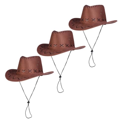 MAGICLULU 3 Stück Teiliges Western Cowboyhut Verstellbar Leichter Partyhut für Karneval Kostüm und Festival Strapazierfähiger Westernhut für Kinderveranstaltungen von MAGICLULU