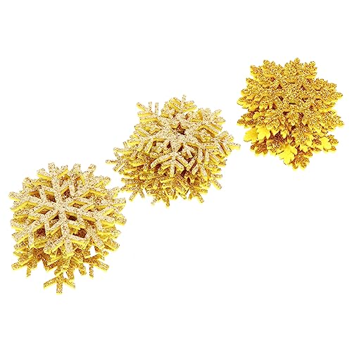 MAGICLULU 30 Stück Bunte Schneeflocken-Stoffflicken Weihnachtsschneeflocken-Nähflicken Schneeflocken-Aufnäher Zum Aufbügeln Applikationen Für DIY-Näh-Bastelprojekte (Golden) von MAGICLULU