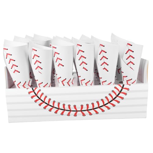 MAGICLULU 30 Stück Popcorn-Ausgabeständer Papierkegel Pappkegel Sport Popcorntüten Popcornbecher Papiertüten für Lebensmittel Film-Popcorn-Eimer Eistütenhalter Backkegel Eiskegel Weiß von MAGICLULU