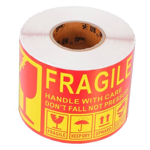 MAGICLULU 300 Stück Fragile Logo-aufkleber Klebeband Versandetiketten Warnetiketten Auf Verpackungen Schwere Aufkleber Für Den Versand Selbstklebende Warnaufkleber Warnscheiben Kupferplatte von MAGICLULU