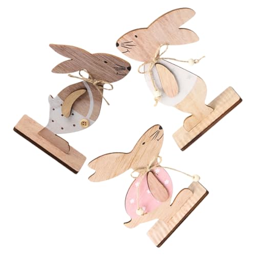 MAGICLULU 3Stücke Holz Osterhasen Dekoration Osterszenendekoration Für Festlichkeiten Festliche Tischdeko Rustikale Holzfiguren Für Ostern Hasen Für Osterparty von MAGICLULU