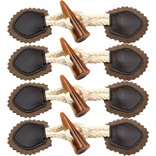 MAGICLULU 4 Paar Knebelverschlussknöpfe Leder Horn Knebelverschluss Leder Zum Aufnähen Für Mantel Strickwaren Windjacke MAGICLULU 4 Paar Knebelverschlussknöpfe Leder Horn Knebelverschluss Leder Zum Aufnähen Für Mantel Strickwaren Windjacke von MAGICLULU