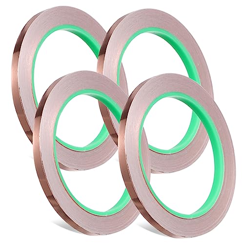 MAGICLULU 4 Rollen Klebeband Hängend Isolierband Weiß Klebrig Folienband Klebstoff Selbst Streifen Schwere Kupfer-abschirmband Leitfähiges Kupferband Kupfer -leitband Erdungsband Kupferfolie von MAGICLULU