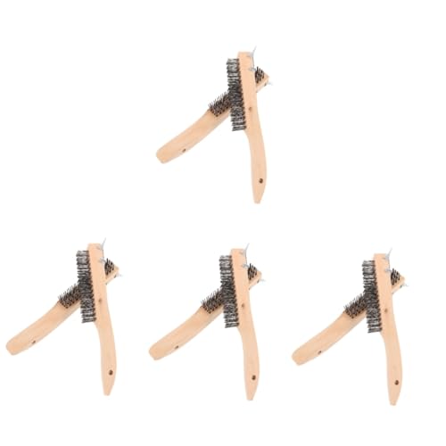MAGICLULU 4 Sätze Drahtbürste Mit Holzgriff Und Schaber Robustes Reinigungswerkzeug Für Rost Farbe Und Korrosion Für Haushaltsanwendungen Und Möbelpflege 2 Stück * 4 von MAGICLULU