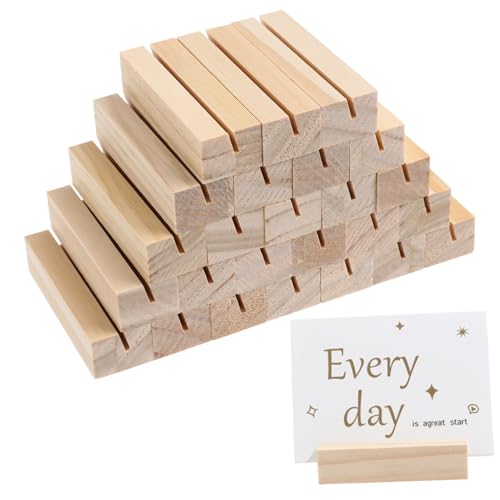MAGICLULU 4 Sätze Teiliges Holz Kartenhalter Rechteckiger Fotohalter Für Notizen Und Bilder Für Hochzeiten Büro Und Zuhause Und Platzsparend 25 Stück * 4 von MAGICLULU