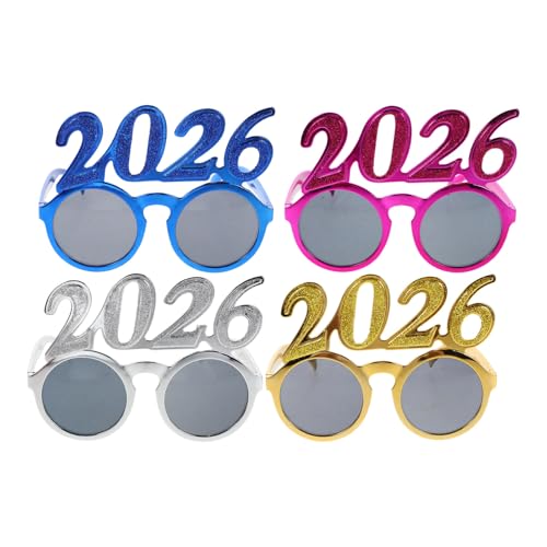 MAGICLULU 4 Stück 2026 Silvesterbrillen, Plastik-neujahrsbrillen, Lustige Zahlenbrillen für Die Abschlussklasse 2026 für Party-foto-requisiten von MAGICLULU