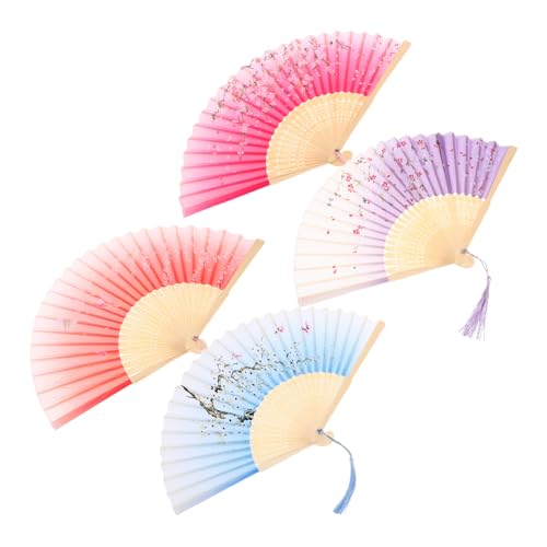 MAGICLULU 4 Stück Faltbare Holz-handfächer Leichte Chinesische Tanz-fächer aus Holz und Kompakt und Langlebig Vielseitig für Partys Hochzeiten Outdoor-events Dekoratives Accessoire von MAGICLULU