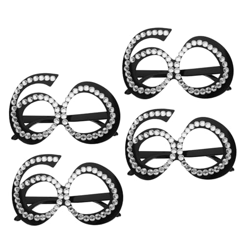 MAGICLULU 4 Stück Glitzernde Zahlenbrille Partybrille für Geburtstag Jubiläum Foto Requisite Wiederverwendbar für Erwachsene Feier Zubehör von MAGICLULU