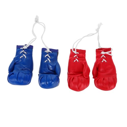 MAGICLULU 4 Stück Mini Boxhandschuhe Rot Blau Boxen Anhänger Autospiegel Deko Miniatur Boxsack Handschuhe für Training Sammlung und Dollhouse Zubehör von MAGICLULU