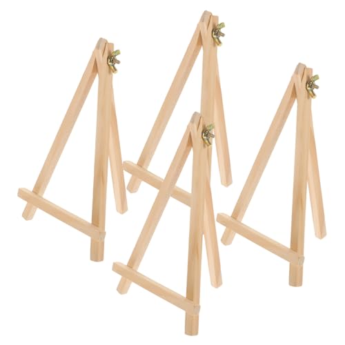 MAGICLULU 4 Stück Mini-Staffelei kleine Staffeleien zum Ausstellen Desktop-Staffeleiständer Gestell Ausstellungsständer steht stehende Staffelei Tabletop Display Rack hölzern von MAGICLULU