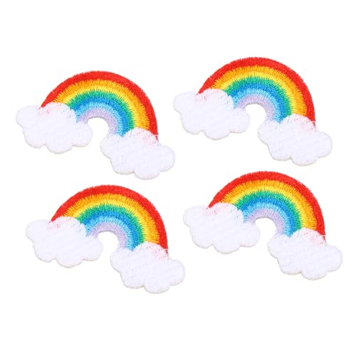 MAGICLULU 4 Stück Selbstklebende Regenbogen Stickpatches für DIY Kleidung Accessoires Bunte Aufnäher zum Aufkleben Jeans Hüte Schuhe Taschen und Zusätzlich Modische Reparatur und Dekoration von MAGICLULU