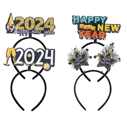 MAGICLULU Haarbänder Für Das Neue Jahr 4-teiliges Set Party-kopfschmuck 2024 Stilvolle Und Sichere Haarspangen Für Die Feier Der Frauen von MAGICLULU