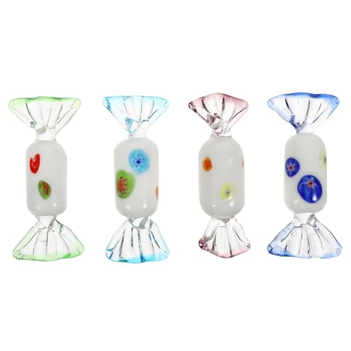 MAGICLULU 4 Stück Süßigkeiten-Ornamente aus Glas süße geschenkideen Glasbonbons Hochwertige Glasdekoration Süße Glasornamente Süßigkeitenverzierung Mini Glas Süßigkeiten Wohndekoration von MAGICLULU