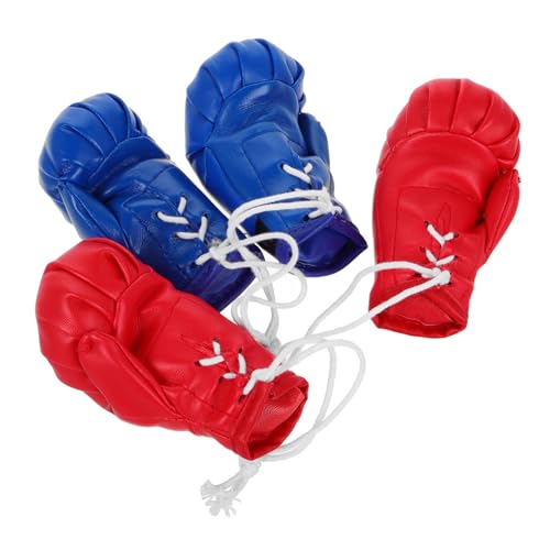MAGICLULU 4 Stück Teiliges Mini Boxhandschuhe Realistische Miniatur Boxhandschuhe in Rot und Blau Dekorative Schlüsselanhänger und Auto spiegel Anhänger Einzigartiges Souvenir und Dollhouse von MAGICLULU