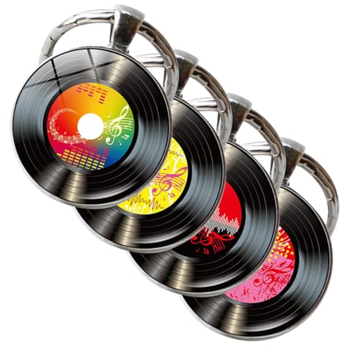 MAGICLULU 4 Stück Teiliges Musik Schlüsselanhänger mit Schallplatten Design Kreative für Musikliebhaber Vintage Record Charm Keychains für Partys und Besondere Anlässe MAGICLULU 4 Stück Teiliges Musik Schlüsselanhänger mit Schallplatten Design Kreative für Musikliebhaber Vintage Record Charm Keychains für Partys und Besondere Anlässe von MAGICLULU