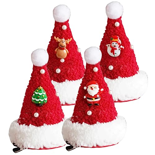 MAGICLULU 4 Stück Teiliges Weihnachts Haarschmuck mit Weichen Santa Hut Haarspangen für Mädchen Leichte Schonende Xmas Haarklammern Festlicher Haarschmuck für Weihnachtsfeier und Party von MAGICLULU