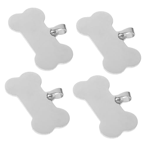 MAGICLULU 4 Stück Tierschild aus Edelstahl Haustier ID-Nummern-Tags Metallschlüssel -Tags Blanko-Tag-Anhänger stanzen Hundemarken leer Haustiermarke aus Edelstahl Rostfreier Stahl Silber von MAGICLULU