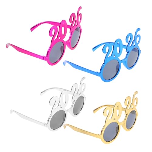 MAGICLULU 4 Stücke 2026 Frohes Neues Jahr Brillen Ausgefallene Neujahrsbrille Feier Party Favor Für 2026 Graduation Party Supplies Dekorationen von MAGICLULU