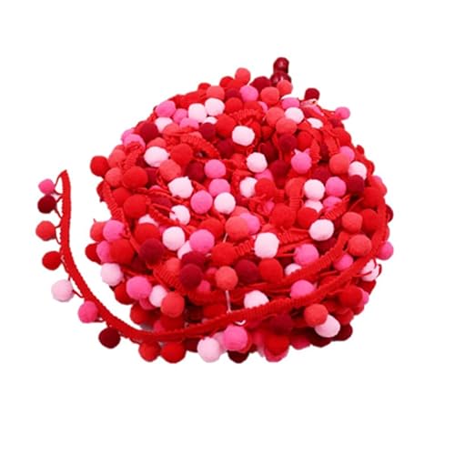 MAGICLULU 4. 5 5-Farben-Farbverlauf-Plüsch-Pom-Band Gemischte Farben Mini-Pom-Pom-Bordüre Zum Nähen Von Heim-Party-Dekorationen (Rot) von MAGICLULU