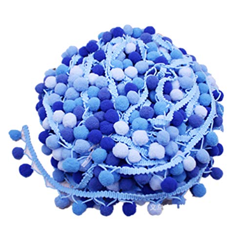MAGICLULU 4. 5 5-Farbiges Farbverlaufs-Plüsch-Pom-Band Gemischte Farben Mini-Pom-Pom-Bordüre Zum Nähen Von Heim-Party-Dekorationen (Blau) von MAGICLULU